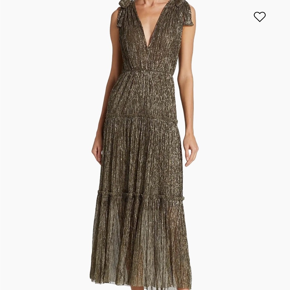 Sabina Musayev Helena Belted Metallic Midi-dress in Gold
